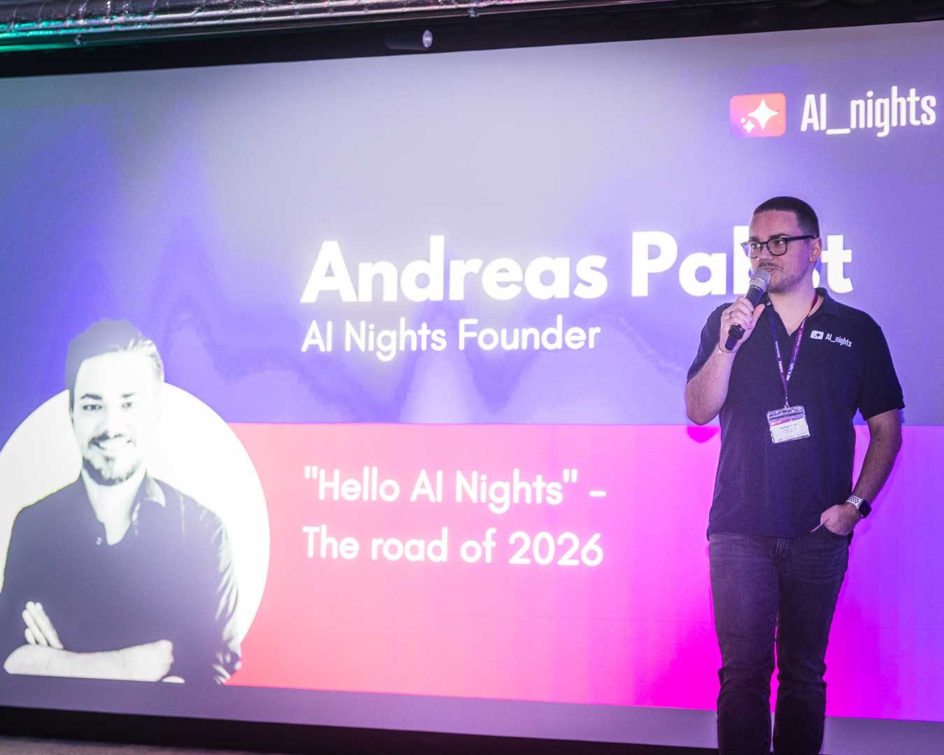Andreas Pabst auf der Bühne der AI Nights